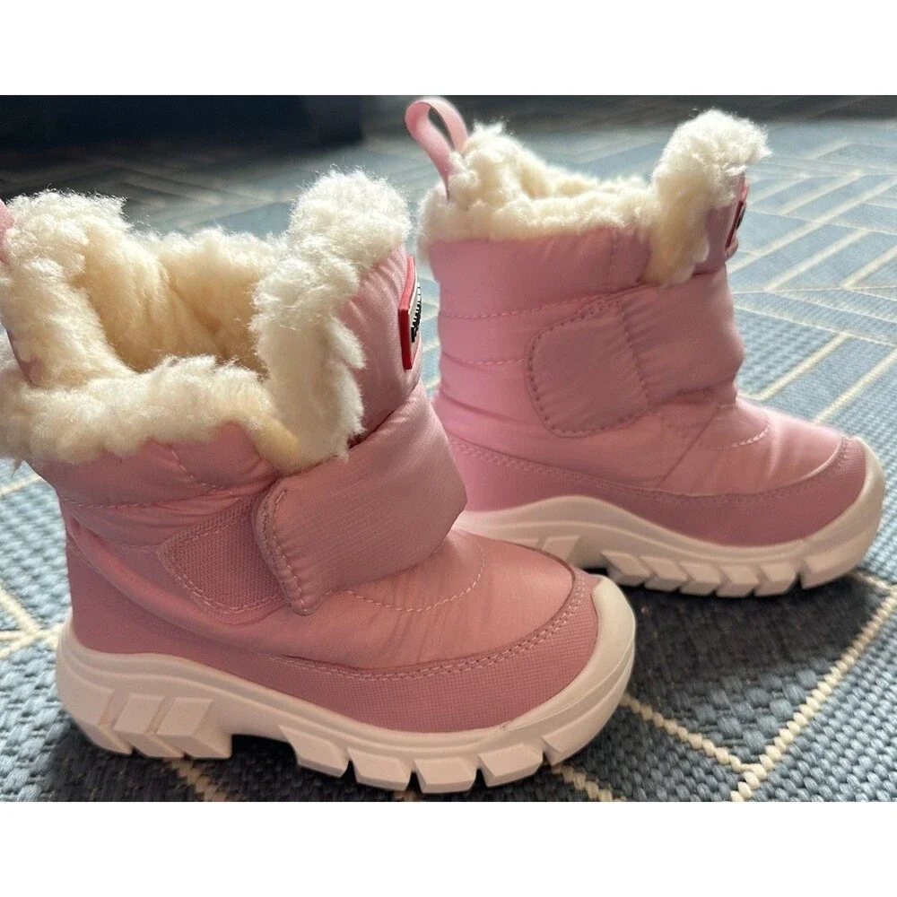 Hunter Kids Igloo Light Pink Insulated Waterproof Faux Fur Snow Boots 8T EUC